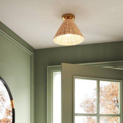 Rattan Fixed Ceiling Light Brass - Threshold™