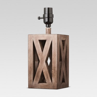  Washed Wood Box Small Lamp Base Brown - Threshold