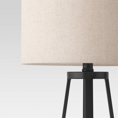  Medium Modern Industrial Assembled Table Lamp Black - Threshold™: UL Listed, Cotton-Linen Shade, Metal Body, No Bulb Included
