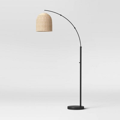  Addison Arc Floor Lamp With Natural Rattan Shade - Threshold™