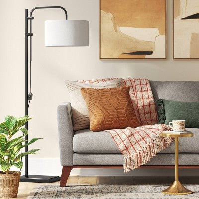  72"x16" Knox Floor Lamp - Threshold™: Modern Black Standing Lamp With Dimmer Switch