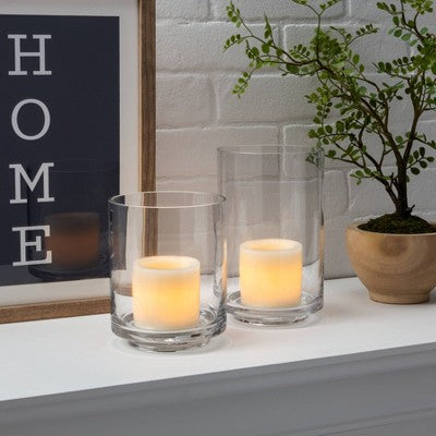  2pk 3" X 3" LED Flameless Black Wick Candle Cream - Threshold™