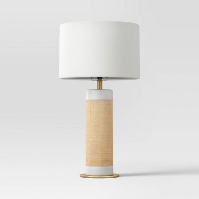  Ceramic Table Lamp With Natural Wrap White - Threshold™