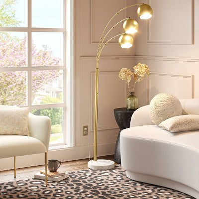  Span 3-Head Metal Globe Floor Lamp Brass - Threshold™