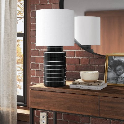  Glossy Table Lamp Navy And White (Includes LED Light Bulb) - Threshold™