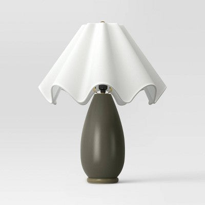  Wavy Shade Collection With Ceramic Base Table Lamp Green - Threshold™