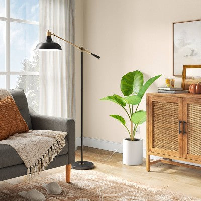  Crosby Bell Schoolhouse Floor Lamp Matte Black (Includes LED Light Bulb) - Threshold™
