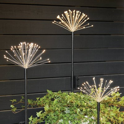  3pk Starburst Dandelion Sprig Battery LED Outdoor Light Stakes Black/White - Threshold™