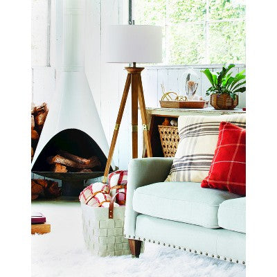  Oak Wood Tripod Floor Lamp Dark Brown - Threshold™
