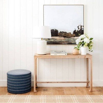  24"x16" Ceramic Assembled Table Lamp White - Threshold™ Designed With Studio McGee: Ribbed Design, Dimmable, UL Listed