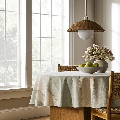  Wicker Dome Pendant With Opal Glass Ball Ceiling Light Brown - Threshold™ Designed With Studio McGee: Rattan Chandelier, ETL Listed